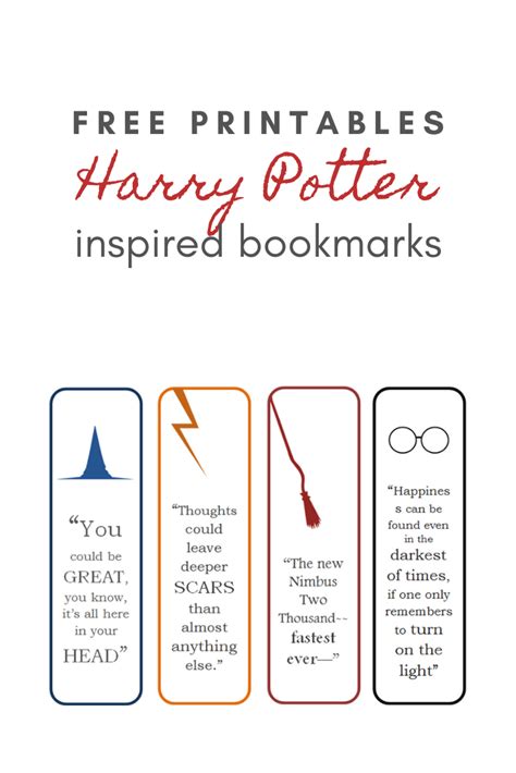 harry potter inspired bookmarks  printable