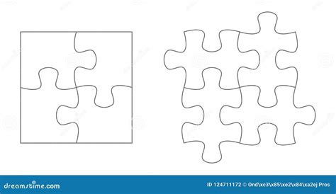 set  puzzle pieces jigsaw puzzle  vector flat blank templates