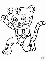 Coloring Tiger Pages Cartoon Printable Drawing sketch template