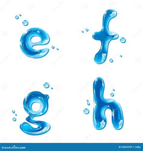 Abc Water Liquid Set Small Letters E F G H Royalty Free Stock