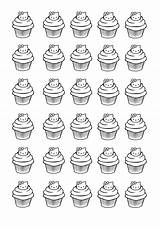 Cupcakes Coloring Hello Kitty Cup Cakes Pages Adults Color Food Zentangle Print Cake Adult Theme Celine sketch template