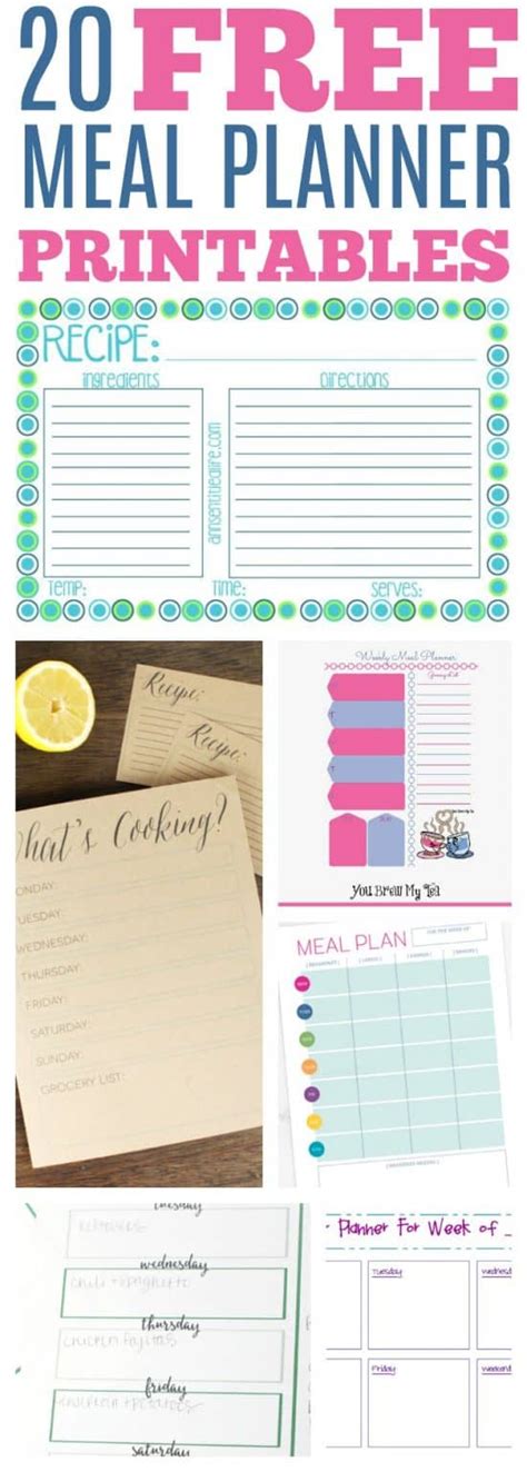 printable meal planner  grocery lists