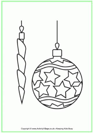 christmas decorations colouring pages