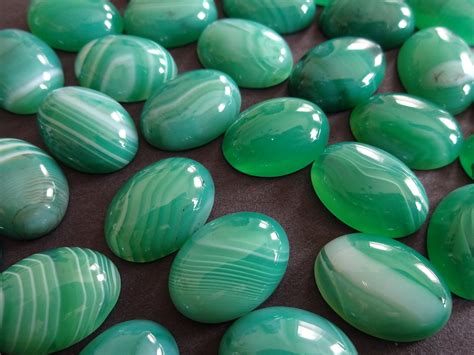 xmm natural green agate cabochon oval cabochon polished agate