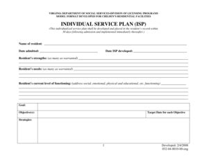 individual service plan examples   form fill   sign