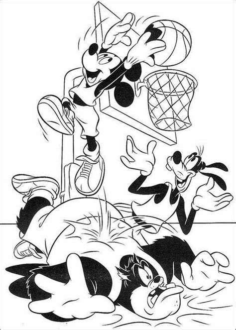 mickey mouse playing basketball coloring home