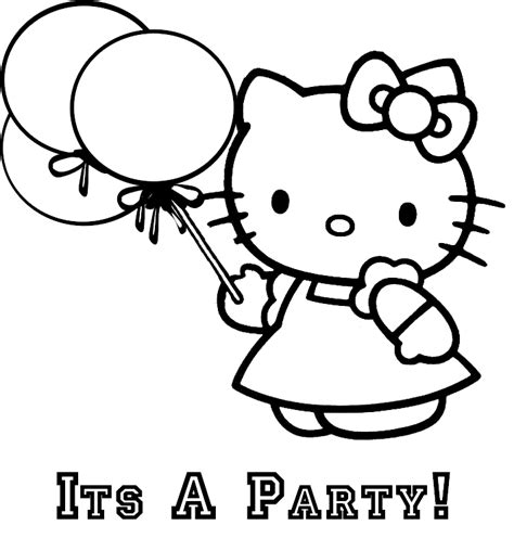 party  kitty coloring picture