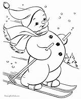 Snowman Coloring Pages Christmas Skiing Printable Winter Kids Color Online Print Vintage Clipart Para Ausmalbilder Schneemann Di Skis Gif Colouring sketch template