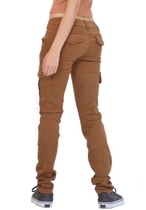 new womens ladies slim fitted stretch combat jeans pants