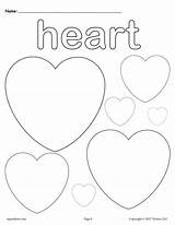 Coloring Heart Hearts Worksheets Worksheet Shape Tracing Pages Color Shapes Toddlers Preschoolers Printable Cutting Multiple Various Supplyme sketch template