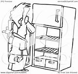 Fridge Cartoon Empty Man Coloring Illustration Refrigerator Pages Staring Toonaday Clip Royalty Outline Rf Template Sketch Clipart sketch template