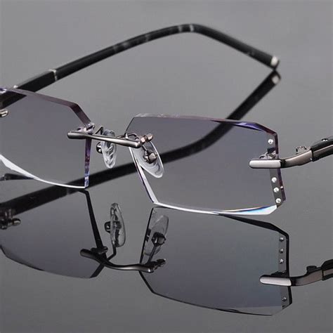 Metal Alloy Eyeglasses Men Rimless Prescription Reading