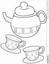 Teacup Tazza Cups Tasse Thé Coloration Coloritura Kleurende Theekopje Teapot τσαγιού σελίδα Citroner Vache Mignonne Illustrationer sketch template