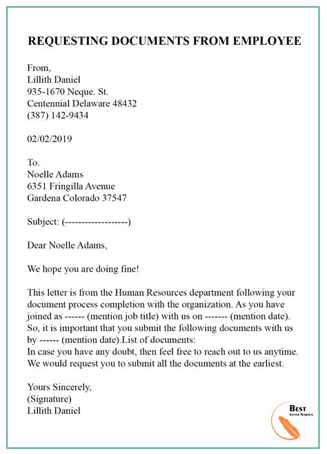 sample request letter template  documents