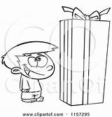 Boy Box Christmas Clipart Standing Gift Large Toonaday Cartoon Outlined Coloring Vector 2021 sketch template