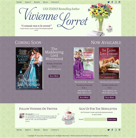 website design for author vivienne lorret swank web design