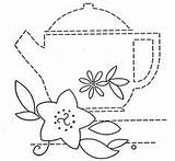 Embroidery Patterns Coloring Pages Tea Coffee Cocina Teapots Patrones Hand Vintage Simple Towels Designs Crewel Hungarian Transfers Stitch Cross Learn sketch template