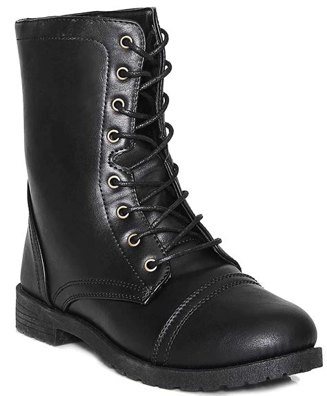 lace  military style combat boots womens boots vegan leather   knee  walmartcom