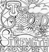 Coloring Strength Lord Bible School Sunday Pages Verse Joy Journal Scripture Colouring Color Doodle Kids Adult Sheets Prayer Fun Frame sketch template