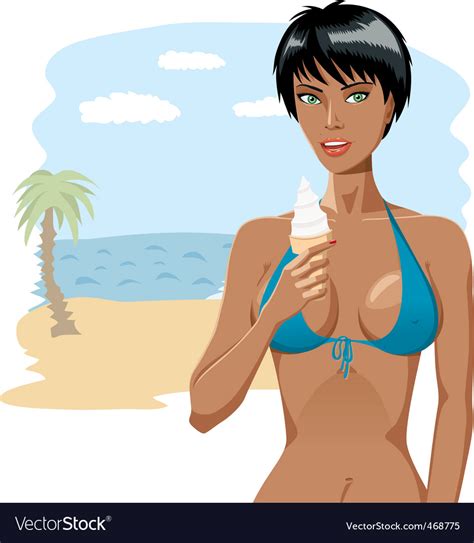 bikini girl with ice cream 03 royalty free vector image