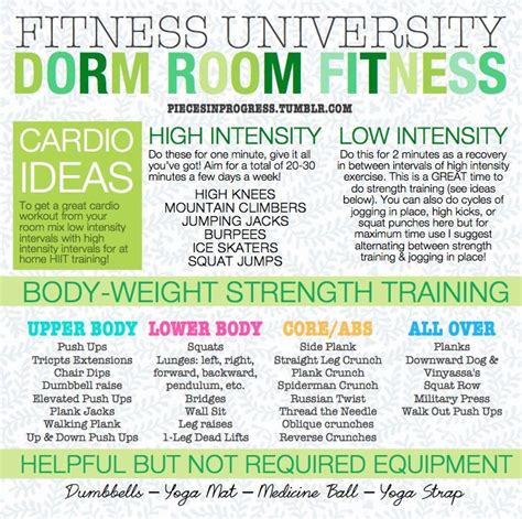 Dorm Room Fitness College Workout Freshman 15 Dorm Workout