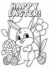 Easter Coloring Happy Printable Pages Bunny Cute 2021 sketch template