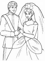 Coloring Wedding Pages Dress Princess sketch template