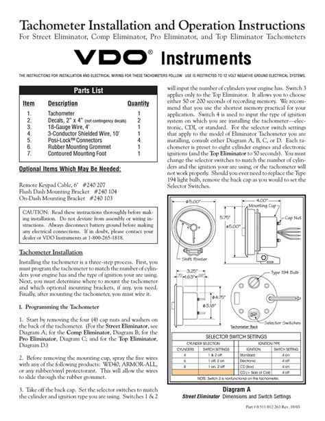 vdo tachometer wiring diagram crafts pass