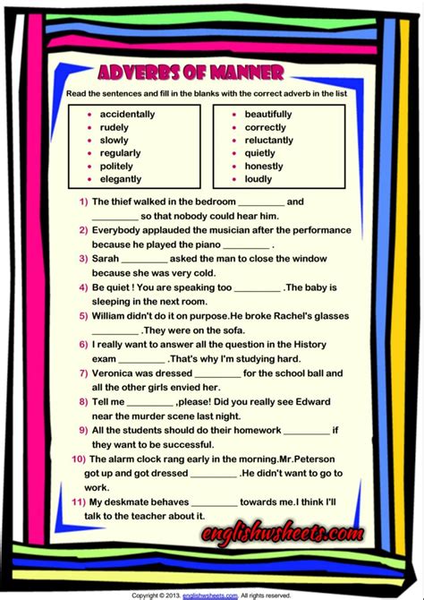 adverb  place exercises