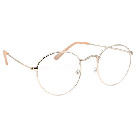 grinder punch retro classic round metal frame clear lens glasses