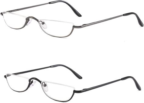 2 pack half metal frame reading glasses for women men half