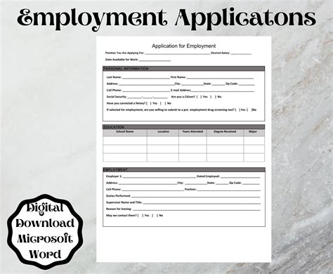 application  employment form
