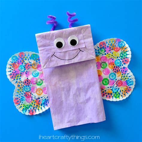 paper bag butterfly kids craft  heart crafty