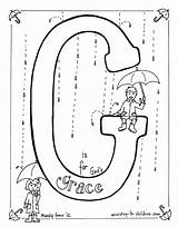 Grace Coloring Bible Pages God Alphabet Letter Children Gods Printable Kids Ministry Sheets Christian Colouring School Sunday Activities Easy Umbrella sketch template