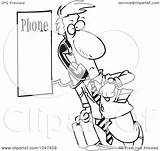 Businessman Pay Phone Using Toonaday Outline Illustration Cartoon Royalty Rf Clip Clipart sketch template