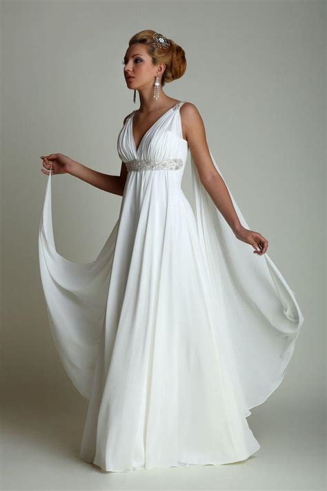 discountgreek style wedding dresses with watteau train