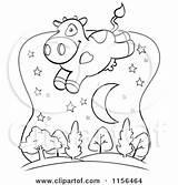 Cow Moon Over Trees Crescent Cartoon Clipart Leaping Coloring Jumping Cory Thoman Vector Outlined Royalty 2021 sketch template