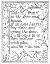 Coloring Bible Color Revelation Pages Printable Knock Stand Door Verse Kids Print Coloringpagesbymradron sketch template