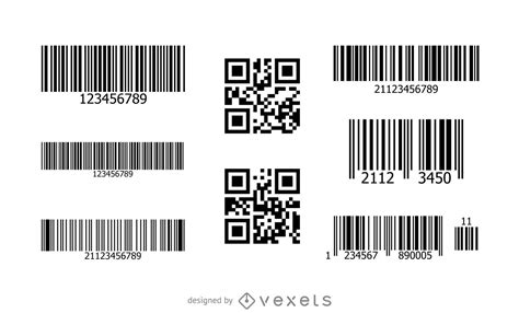 barcode qr code mockup set vector