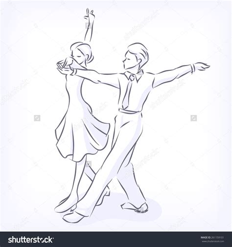 A Man And Woman Dancing The Charleston Swing Dance Hand Drawn