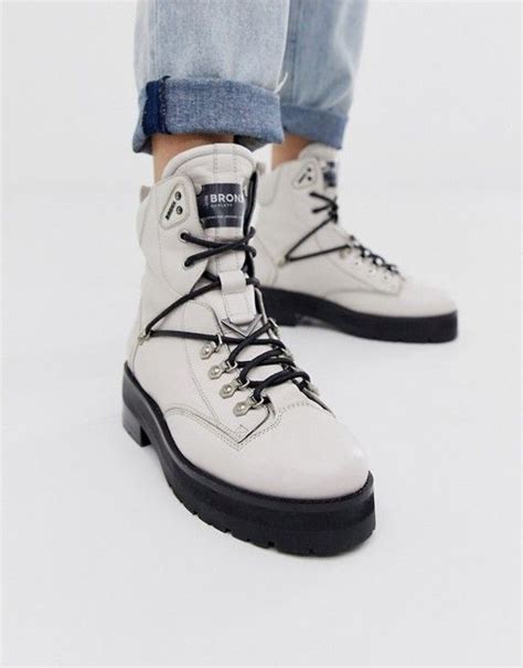 Bronx Off White Leather Hiker Boots Asos Boots White Leather