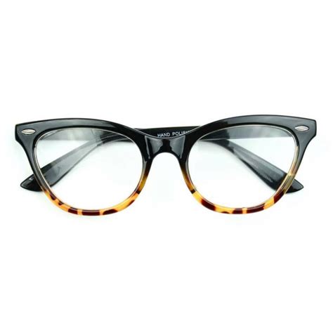 Women Vintage Cat Eye Ombre Eyeglasses Clear Lens Black Tortoise