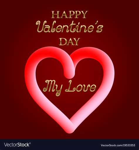 happy valentines day  love golden text vector image
