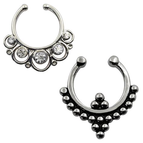 2pcs Fashion Nose Septum Piercing Jewelry For Women Man Septum Clicker