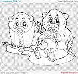 Outline Illustration Panda Coloring Bamboo Bears Two Clip Royalty Vector Visekart Transparent Background Description Stock sketch template