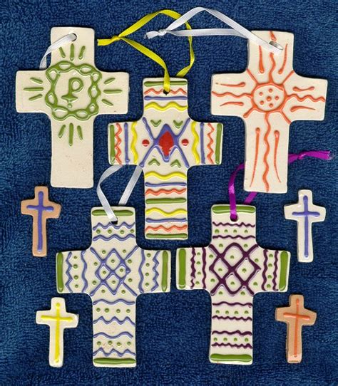 hand decorated ceramic crosses