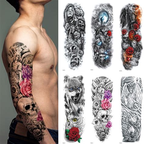 1 Sheets Full Arm Leg Extra Large Temporary Tattoos Body Art For Men