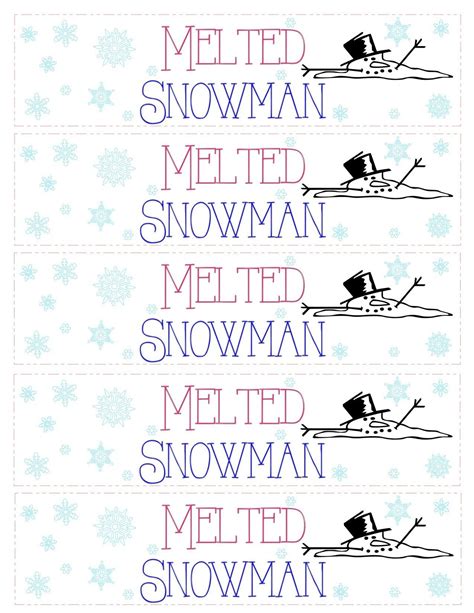 melted snowman water bottle labels  printable printable word searches
