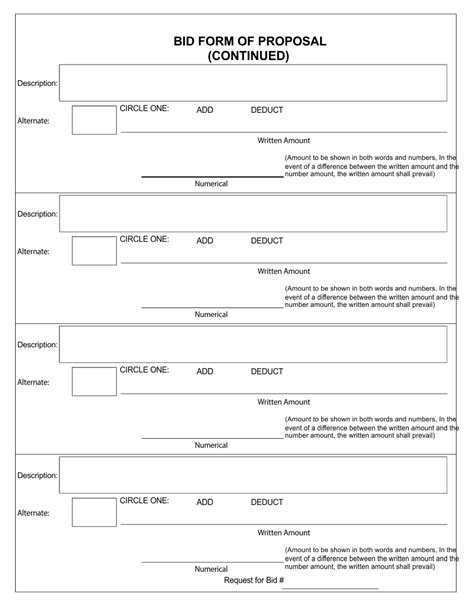 printable blank bid proposal forms printable forms
