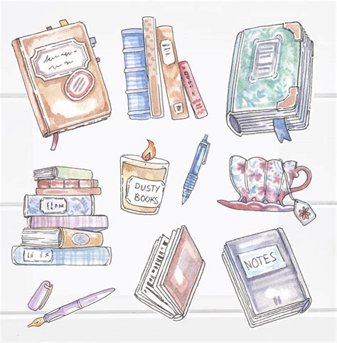 book stickers printable books  writing hand drawn watercolor